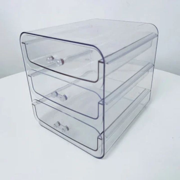 3 Plastic Vanity, Compact Slim Storage Organization Drawers Set for Cosmetics, Dental Supplies, Hair Care, Bathroom, Dorm, Desk, Countertop, Office,
