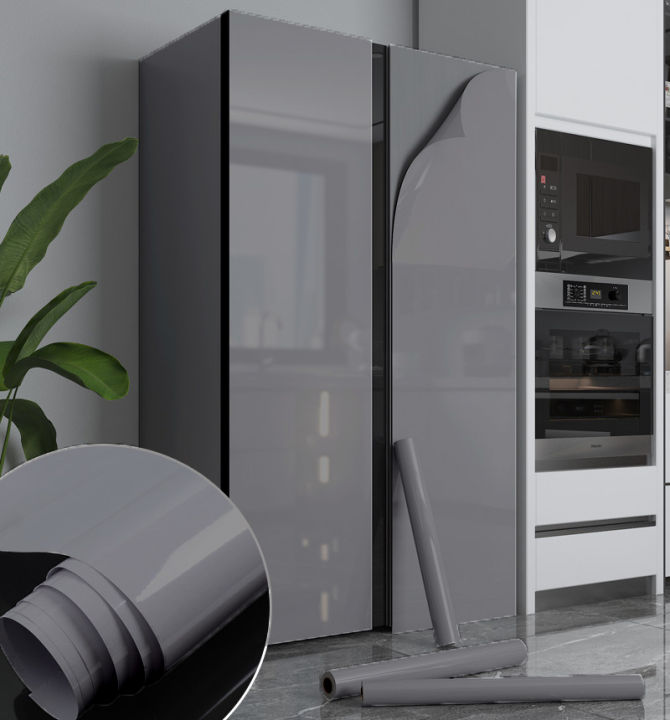 Refrigerator full stickers waterproof oil-proof decorative stickers freezer air conditioner fridge refurbishment color change pvc film (grey)