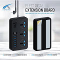 Adhesive Electrical Extension Board - 3 Universal Power Sockets + 6x USB Ports, 1.85m Extension Lead, 3000W-16A 250V - Black | Universal Socket Plug, Ideal for Home, Office or Travel  | Stick Anywhere|  Power Extension | Electric Extension |. 