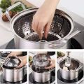 Stainless Steel Foldable Strainer/Steamer/Basket, Folding Dish Steam Stainless Steel Food Steamer Basket Mesh Vegetable Cooker Steamer Expandable Pan. 