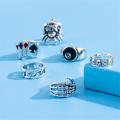 6Pcs   Rings Silver Color Rings Men's Jewelry Set Goth Skeleton Rings Billiards Jewelry. 
