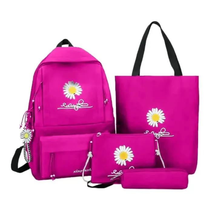 4pcs/Set%20Student%20School%20Bag%20Backpack%20Flower%20Daisy%20Printing%20Large%20Capacity%20Canvas%20Backpack%20INS%20Simple%20Crossbody%20Bag%20For%20Teenager%20-%20Image%204