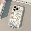 Fashion Cartoon Spongebob Doodle Cute Patrick Star Casing Compatible for IPhone 7Plus 12 11 15 14 13 Pro Max XR XS Max X 15 8 7 Plus Luxury Puff Mirror Make Up Couples Cover. 
