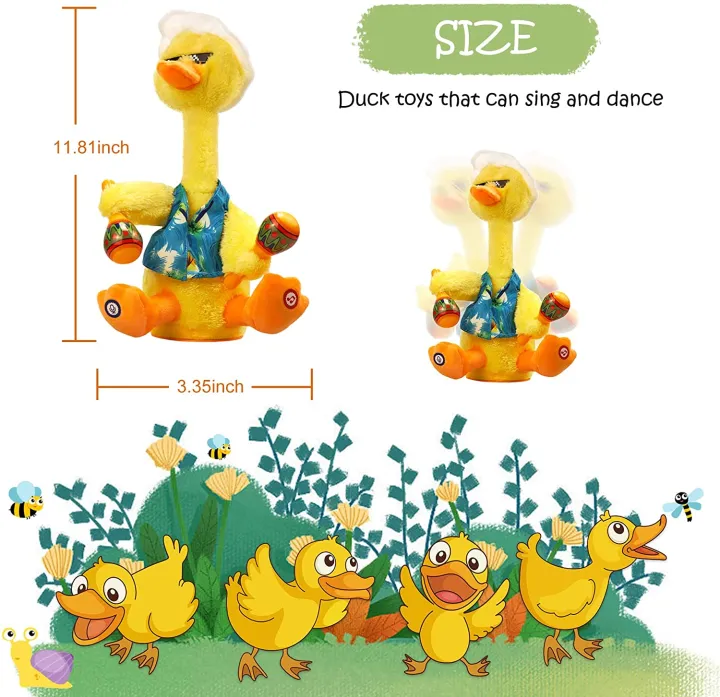 Talk%20Back%20Duck%20Toy,%20Electric%20Dancing%20Light%20Up%20Rattles%20Baby%20Toys,%20Talking%20Toy%20Repeats%20What%20You%20Say%20Wriggle%20Interactive%20Plush%20Toy%20Dancing%20Duck%20Singing%2060%20Songs%20-%20Image%204