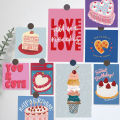 【Amnber Berry Mall】Ins Pink Strawberry Cake postcards Photo Props Background Decorative Card Greeting Cards Message Cards 15 Sheets. 