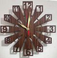 3D Wooden Clock With Premium Design I The New Wooden Wall Clock Big Size I Wall Clock I Wooden Wall Clock I Wall clocks for bedroom I 3D Wooden Wall Clock for Home and Offices, 3D Design Dark brown (12x12). 