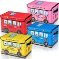 School Bus Treasure Box for Classroom, Foldable Chest Storage Box Toy Box Chest with Lid Treasure Storage Organizer Bin for Kids Teachers Toy Prizes Awards for Students. 