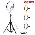 Energy - ENRG 8" LED Ringlight Video Live Light Dimmable 20cm Photography Ring Lamp with 2.1M Tripod Stand for Makeup Youtube Black. 