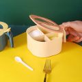 【FUN LIVE】 4 In 1 Plastic Seasoning Box With Spoons Clear Cover Multi Compartment Herb Spice Jars Pots Condiment Storage Container. 