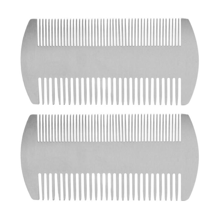 2X Dual Action Stainless Steel Edc Credit Card Size Comb Wallet Comb Pocket Comb Anti-Static Hair Comb for Man