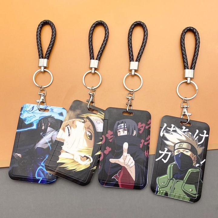 Anime Naruto Key Holders Keychain Akatsuki Kakashi Plastic Card Cover Student Cosplay Accessory Gifts