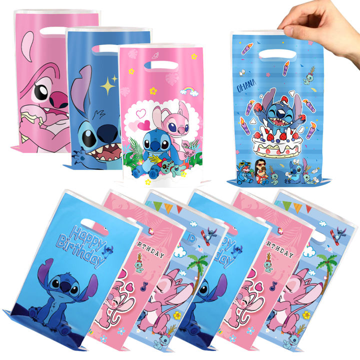 Lilo Stitch Gift Bags Blue Stitch Pink Angel Theme Candy Treat Bag Party Favors Goodie Bags for Kids Birthday Party Decorations