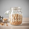 KORKEN IKEA 1-Liter Glass Food Storage Jar with Lid and Rubber Seal, Ideal for Tea, Sugar, Rice, and Pickles. 