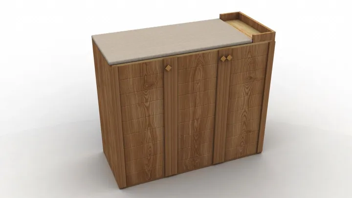 IS-001%20-%20Oak%20Wood%20Iron%20Stand%20with%203%20Cabinets%20Chest%20of%20Drawer%20Dark%20&%20Light%20Brown%20Polish%20Finish%20Storage%20Chester%20-%20Image%209