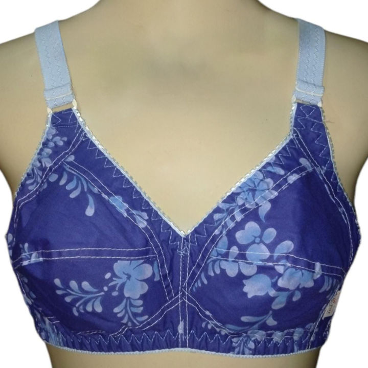 Pure Cotton Floral Bra for Women – Non-Padded, Assorted Colors, Sizes 30-50