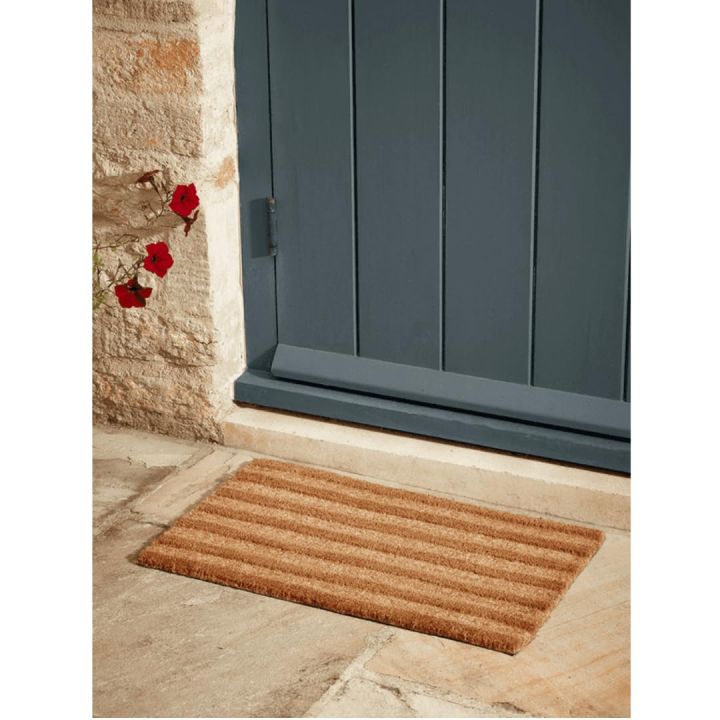 Handmade Natural Coconut Coir Striped Design Doormats Large Size Long Lasting, Main Entrance Rug with Anti Skid for Indoor, Outdoor, Kitchen, Home and Office - 50 x 80  cm & 60X90 cm (Beige)