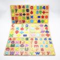 Educational learning letters numbers toy Alphabet Wooden Puzzle wooden matching game kids puzzle wooden board. 