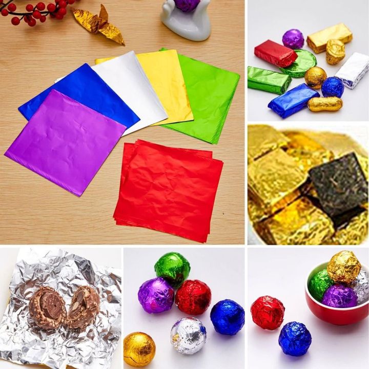 New 9 Colors Foil Candy Wrappers Square 8x8cm Candy Wrapping Paper ...