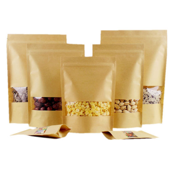 KHAKI COLOR PAPER PLASTIC BAG WITH ZIPLOCK FOOD GRADE BAGS PACK OF 10