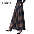 Farfi Elegant Skirt Side Pockets Women Autumn Winter Printed Long Skirt. 
