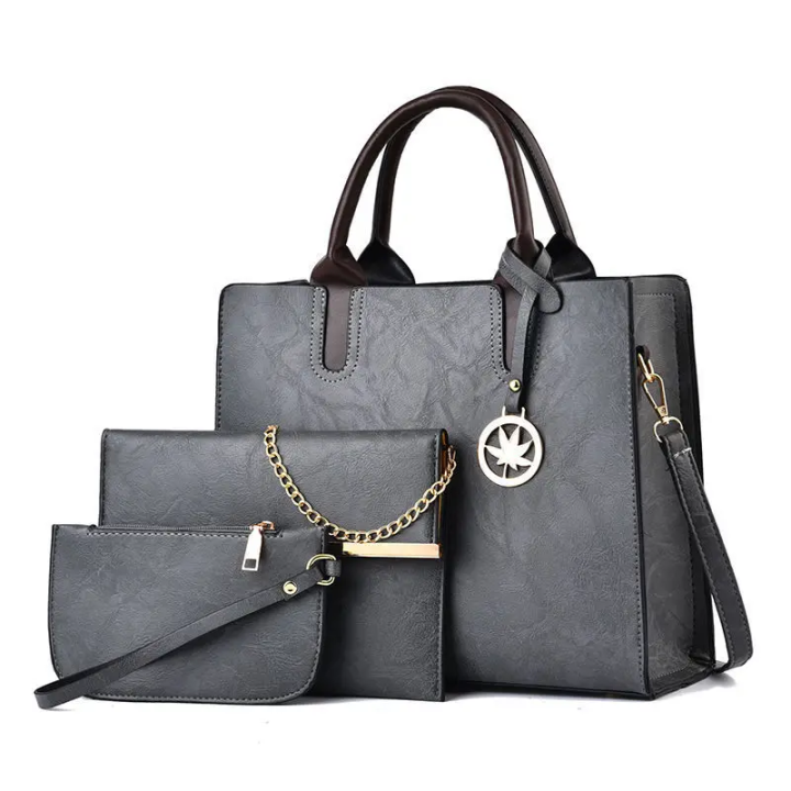 New Luxury Leather Women's Bag Lacquer Leather 3piece Set Women's Handbag Fashion Trend Women's Crossbody Bag Large Tote Bag