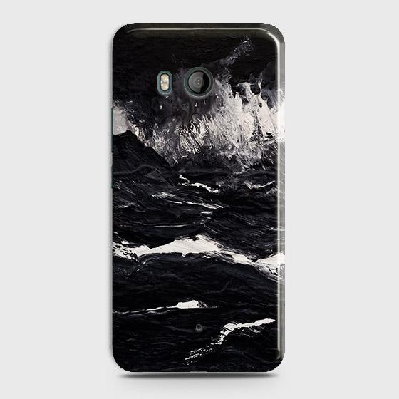 HTC U11 Cover - Matte Finish - Black Ocean Marble Trendy Printed Hard Case With Life Time Colour Guarantee(1)