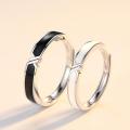 Creative Simple Black and White Adjustable Couple Rings Girl Boy Friend Valentine's Day Jewelry Gift. 