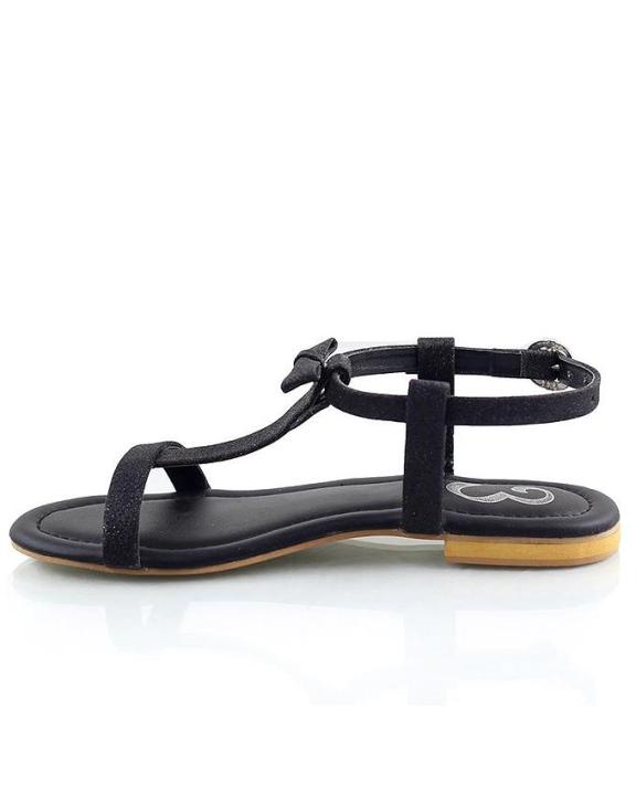 Black%20Faux%20Leather%20Sandals%20For%20Women%20-%20Image%204