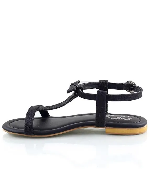 Black%20Faux%20Leather%20Sandals%20For%20Women%20-%20Image%204
