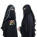 Best Quality Misri Hijab Dark Black High Multi Chiffon Full Pippin - Black & Silver. 