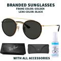 Fashion Round Double Bridge Branded Sunglasses Metal Round Frame UV Protection for Men Women Goggle with Protection Box. 
