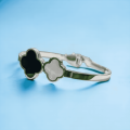 Four Leaf Clover Black and White Bangle Bracelet Trending Korean Bracelet for Girls Handcuff Bracelet for Women – Anti-Tarnish Stainless Steel Jewelry for Luck & Style. 