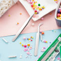 Cake decoration tweezers clip stainless steel straight head elbow birthday cake tools supplies brush small brush. 
