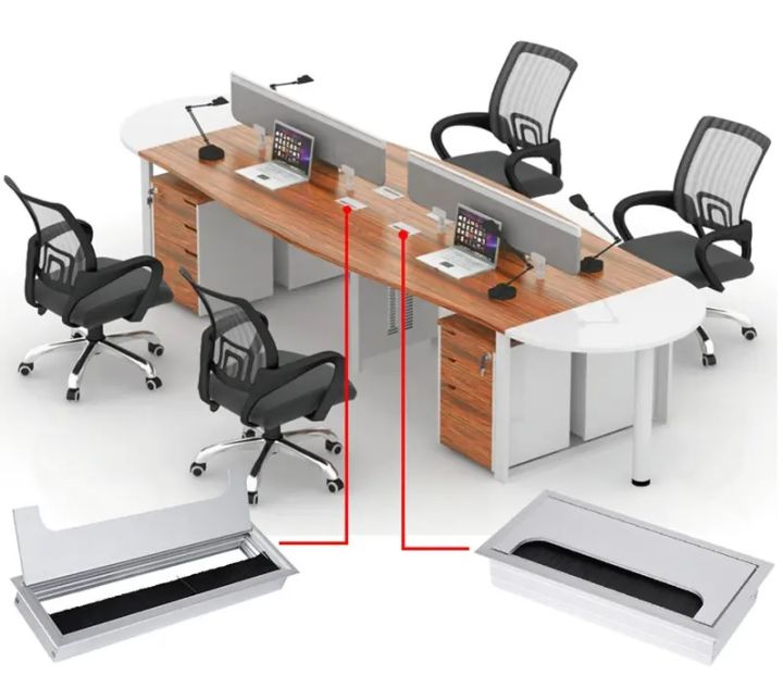 Computer%20Desk%20Office%20Table%20Wire%20Cap%20/%20Wire%20Cover%20Aluminium%20Rectangle%20Black%20Brush%206%20X%203%20Clopal%20-%20Image%202