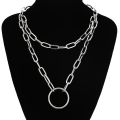 90s Double Layer Chain Necklace With Lock Women/men Rock Padlock Pendant Necklace Vintage Emo Grunge Goth Jewelry. 