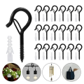 25 PCS Metal Hanging Hook with Safety Buckle, Windproof Screw Hooks for Hanging Outdoor String Lights for Hanging Plants,. 
