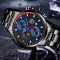DEYROS trendy men's watch fashion stainless steel calendar watch student luminous hands quartz watch cross-border. 