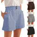 Green Home Summer Pants High Waist Zipper Good-looking Women Shorts. 