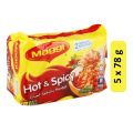 Maggi 2 Minute Hot And Spicy Noodles Family Pack Imported - (5 x78g). 