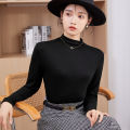 Modal bottoming shirt Long-SleeveTT-shirt Women's Autumn and Winter New Half Turtleneck Large Size Slim Fit Inner Wear Solid Color Thin Top. 