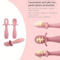 Baby & Toddler Spoon   All Natural Wooden Spoon Set w/Soft Curved Food Grade Silicone Head, Self-Feeding Utensils, BPA Free, Toddler & Child Tableware. 