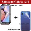 Samsung Galaxy A10 Full Black 9D|10D|11D|21D|6D|5D| Tempered Glass Edge to Edge Full Glue Screen Protector + Back Jelly Protector Clear Soft Film Protector Hydrogel Film Protector For Samsung Galaxy A10. 