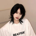 [ New ] Wolf Tail Wig Men's Anchovy Hair Type Fluffy Natural Boys Short Hair Warrior Head Realistic co Full-head wig. 