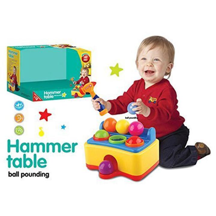 Hammer Table Ball Pounding Sound 6 color ball and 1 hammer Toy for Kids