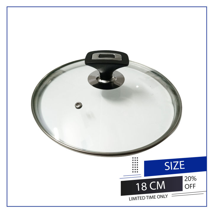 XOGO Picks Premium Quality Glass Lid / Cover for pan & pots with round handle-18CM