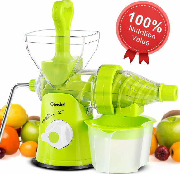 Geedel Manual Masticating Juicer, Original Slow Juicer Machine for
