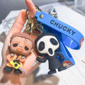 Horror Movie Child's Play Chucky Doll Key Ring PVC Keychain Pendant Figure Toys Dolls. 