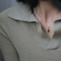 [ New ] Exquisite Inlaid Green Jade Zircon Small Pendant Gourd Water Drop Pendant mini Pendant Fashionable All Match Jewelry. 