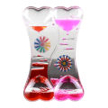 Double Heart Liquid Motion Bubble Drip Oil Hourglass Timer Clock Kids Toy Gift. 