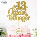 13 Official teenager Birthday Cake Topper in Gold, Boy or Girl 13th Birthday topper for Party Celebration & cake Decoration Supplies. 